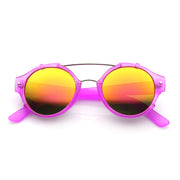 zeroUV Colorful Retro Round P3 Mirror Lens Cross Bar Sunglasses 9648 Sunglasses