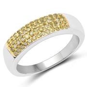 Bids.com 0.22 Carat Genuine Yellow Diamond .925 Sterling Silver Ring Rings
