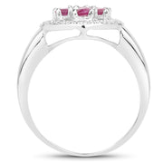 Bids.com 1.54 Carat Genuine Ruby .925 Sterling Silver Ring Rings