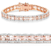 Bids.com 18K Rose Gold Plated 11.60 Carat Genuine Morganite .925 Sterling Silver Bracelet Bracelets
