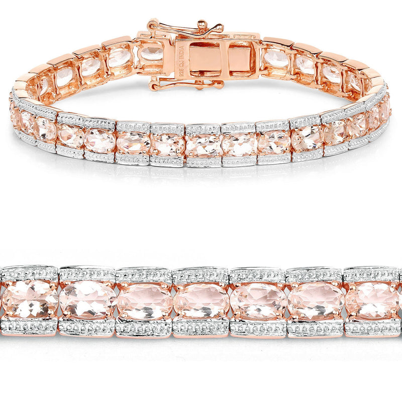 Bids.com 18K Rose Gold Plated 11.60 Carat Genuine Morganite .925 Sterling Silver Bracelet Bracelets