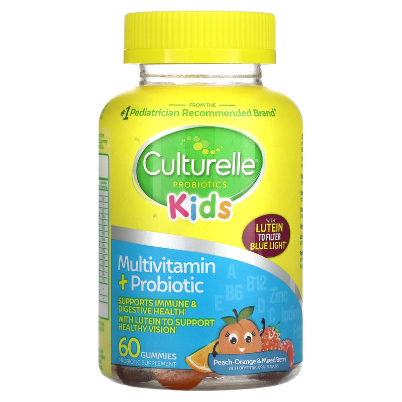 Culturelle Culturelle Kids Multivitamin + Probiotic Gummies, Digestive + Immune Support Peach-Orange  60 ct& Mixed Berry Flavor Vitamins & Supplements