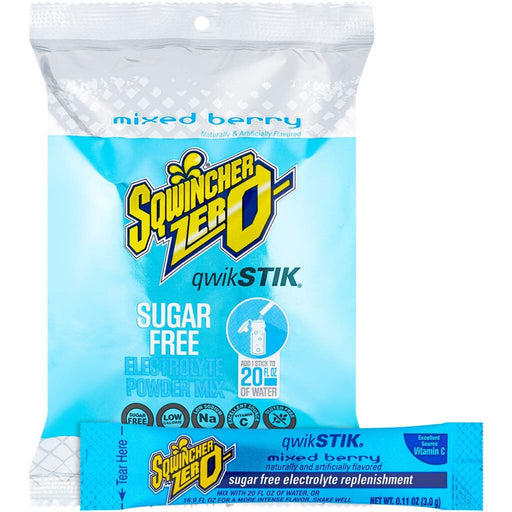 Sqwincher Sqwincher® Zero Qwik Stik® – Sugar-Free Electrolyte Powdered Beverage Mix (Mixed Berry) Beverages