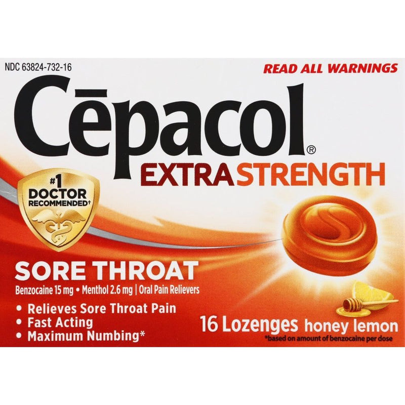 Cepacol Cepacol Extra Strength Sore Throat Relief Lozenges, 16 Count, Honey Lemon Flavor Health & Beauty