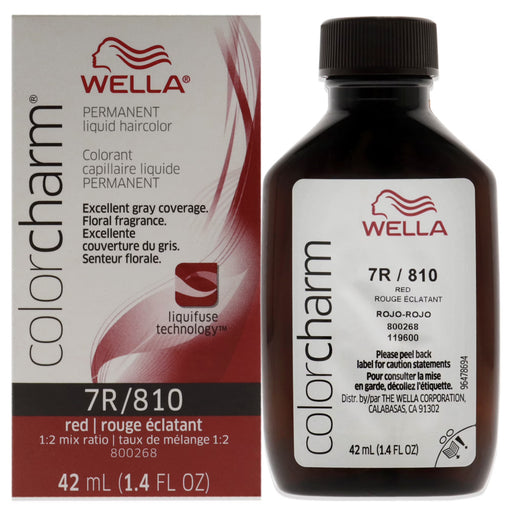 Wella Wella Color Charm Red 7R/810 Permanent Liquid Color 42ml Hair Color White Smoke