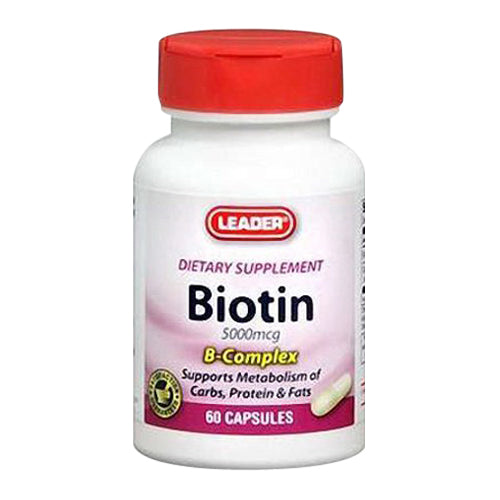 Leader Health Care Leader™ Biotin 5000 mcg + B-Complex – Hair, Skin & Nail Support (60 Capsules) Vitamins & Supplements