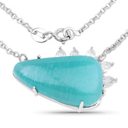 Bids.com 13.41 Carat Genuine Amazonite And White Topaz .925 Sterling Silver Pendant Pendants