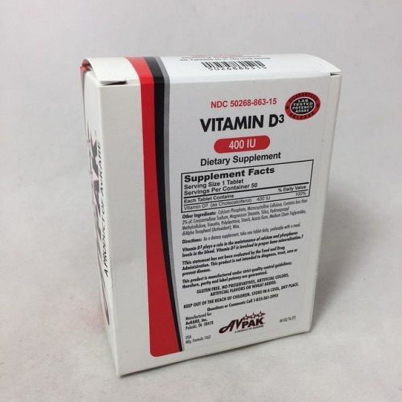 AvKare AvKare Vitamin D3 400 IU Tablets 50ct Vitamins & Supplements