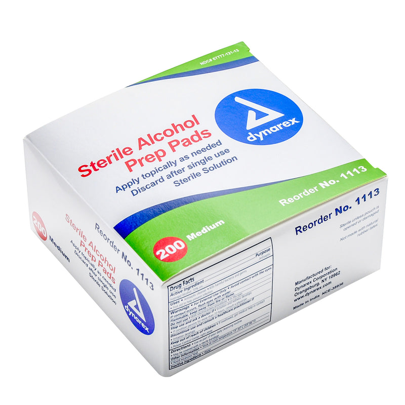 Dynarex Dynarex Alcohol Prep Pads Medium Sterile - 200 Ea First Aid White Smoke