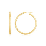 Bids.com 14K Yellow Gold Diamond Cut Hoop Earrings Earrings