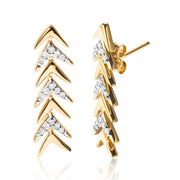 Bids.com 18K Yellow Gold Plated .925 Sterling Silver 1/5 Cttw Diamond Chevron Arrow Stud Earring (I-J Color, I2-I3 Clarity) Earrings