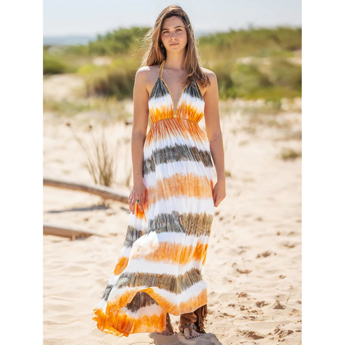 Tie-Dye Halter Neck Sleeveless Dress