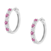 Bids.com 10K White Gold, Â½ Cttw Diamond, & Â½ Cttw Lab-Grown Blue Sapphire Leverback Hoop Earrings (H-I Color, I1-I2 Clarity) Earrings