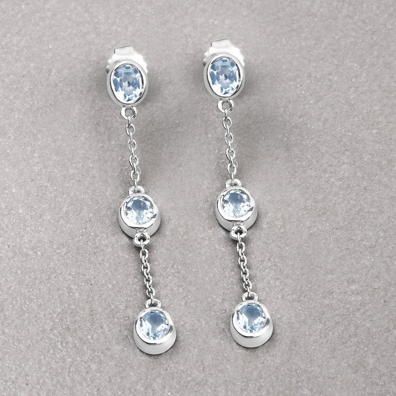 Bids.com 2.16 Carat Genuine Blue Topaz .925 Sterling Silver Earrings Earrings