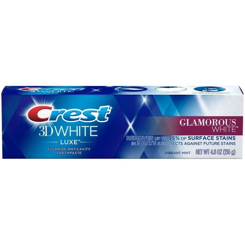 Crest Crest 3D White Luxe Toothpaste, Fluoride Anticavity, Glamorous White, Vibrant Mint Toothpaste Midnight Blue