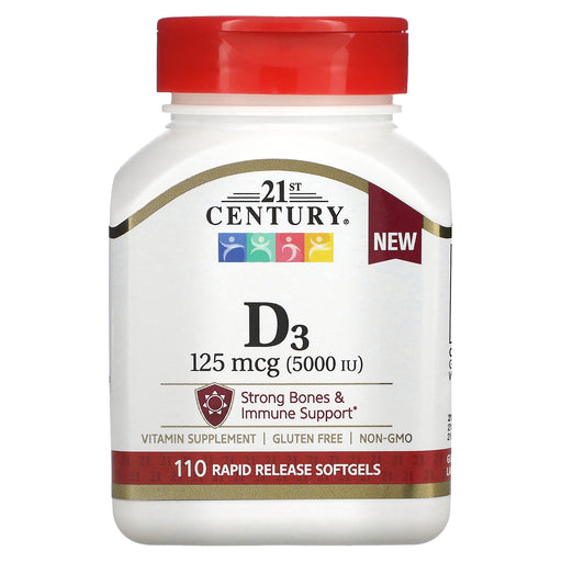 21st Century 21st Century® Vitamin D3 – 125\mcg (5,000 IU) – 110 Softgels Vitamins & Supplements