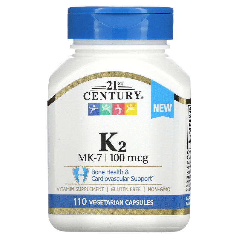 21st Century 21st Century K2, MK-7, 100 Mcg, 110 Vegetarian Capsules Vitamins & Supplements White Smoke