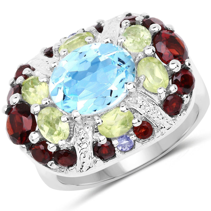 Bids.com 5.43 Carat Genuine Multi Stone .925 Sterling Silver Ring Rings