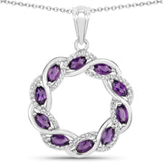 Bids.com 1.83 Carat Genuine Amethyst and White Topaz .925 Sterling Silver Pendant Pendants