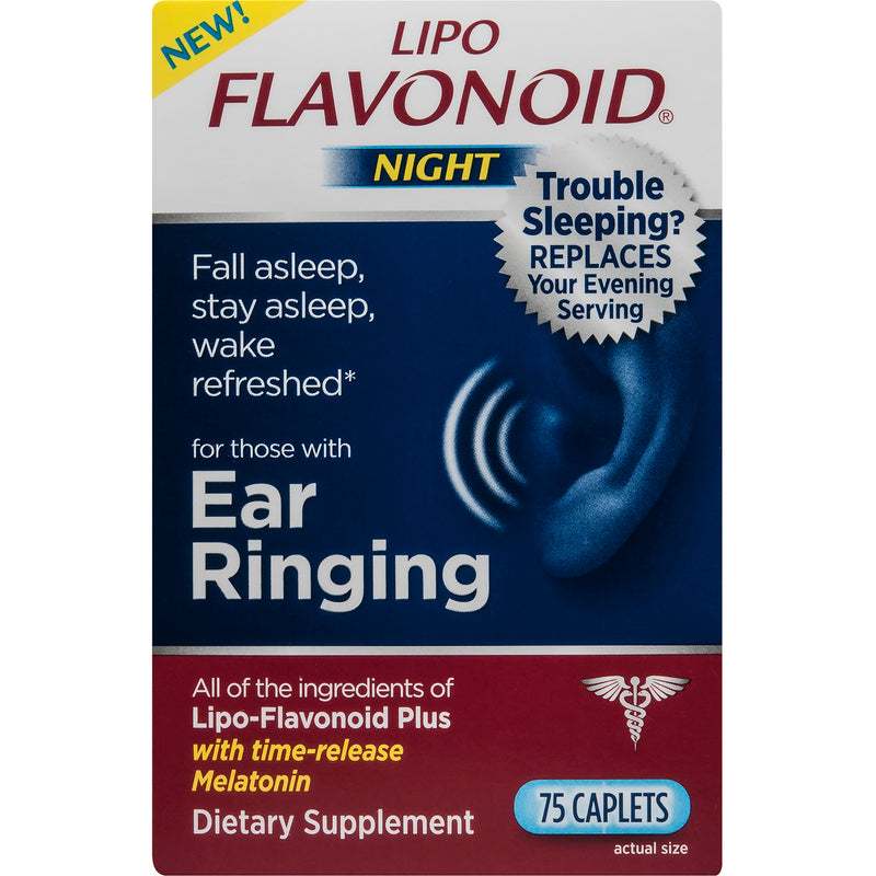 Lipo-Flavonoid Lipo-Flavonoid Night Ear Heath Supplement With Melatonin 75 Caplets Health & Beauty Midnight Blue