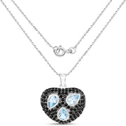 Bids.com 3.52 Carat Genuine Blue Topaz and Black Spinel .925 Sterling Silver Pendant Pendants