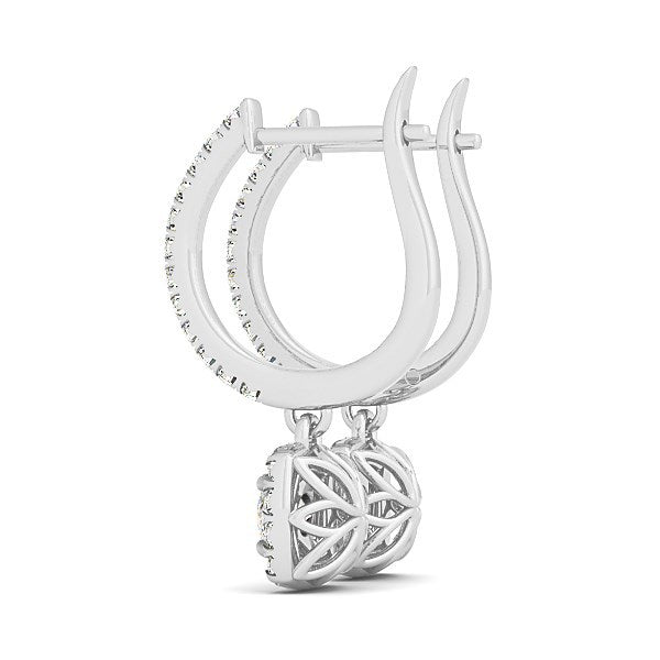 Bids.com Cushion Shape Halo Style Diamond Drop Earrings in 14k White Gold (1/2 cttw) Earrings