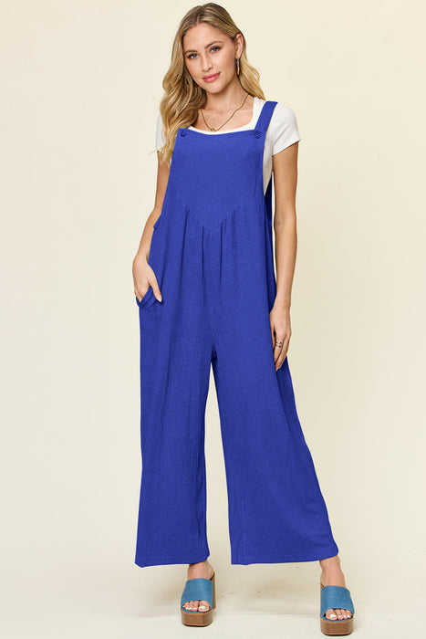 Double Take Texture Sleeveless Wide Leg Overall