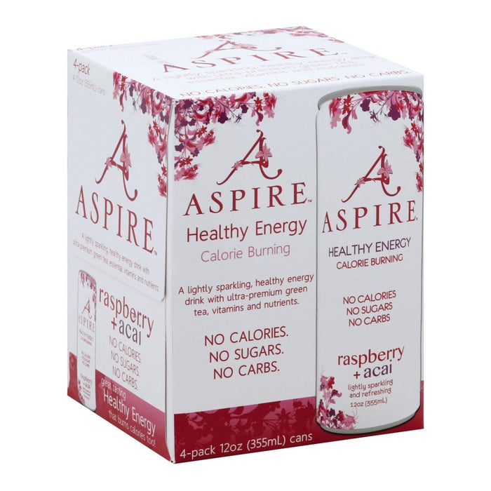 Aspire Healthy Energy Sparkling Raspberry Acai - 6 Pack - 4 oz. 12-Ounce Bottles"