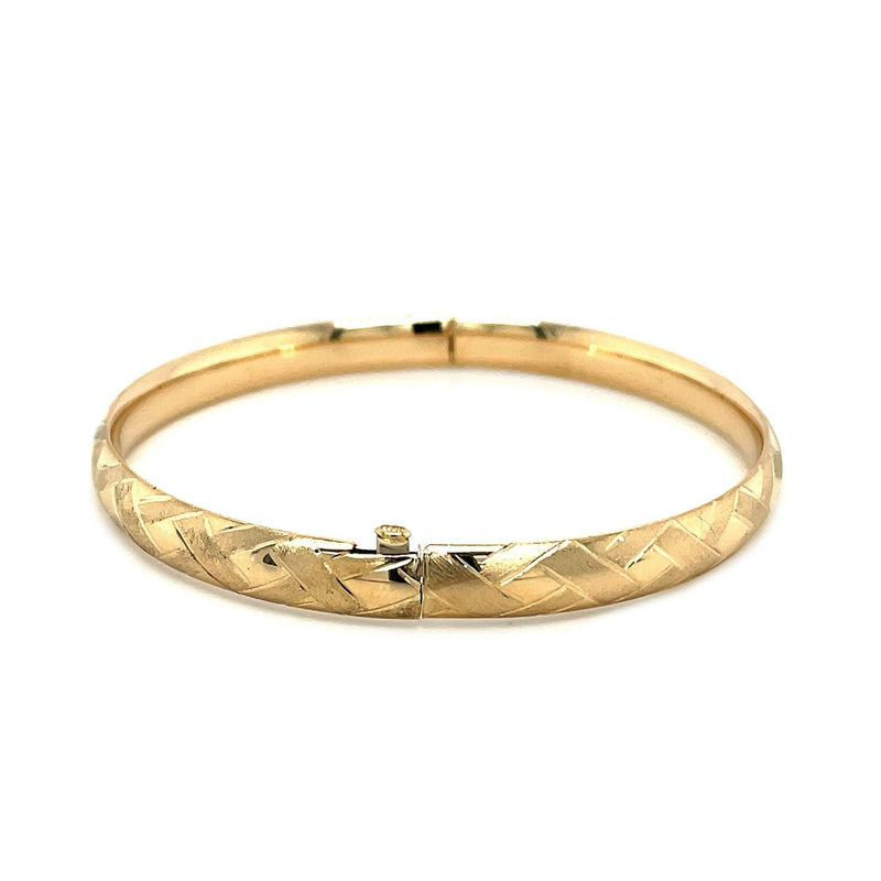 Bids.com 14k Yellow Gold Domed Bangle with a Weave Motif Bracelets