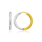 Bids.com 14k Two-Tone Gold Hinge Hammered Hoop Earrings Earrings