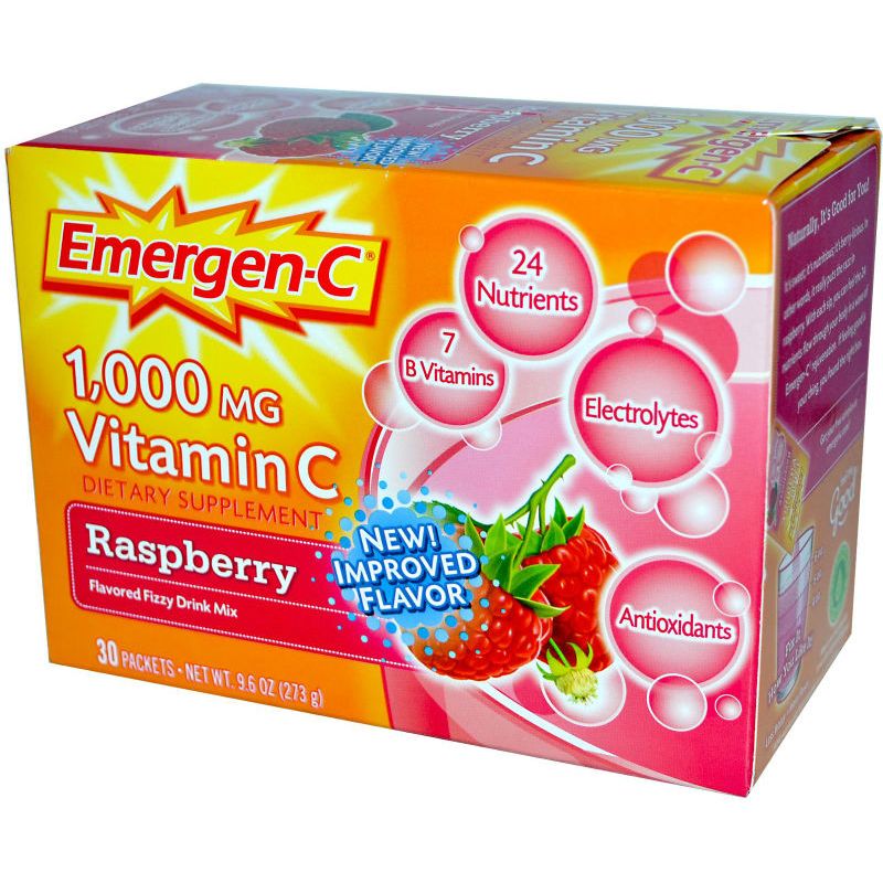 Emergen-C Emergen-C Vitamin 1000 Mg, Raspberry, Fizzy Drink Mix Vitamins & Supplements