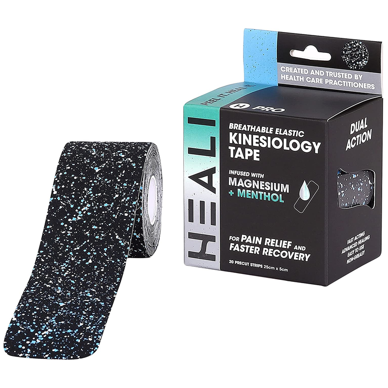 Heali Heali Magnesium & Menthol Infused Kinesiology Tape Blue Splatter Exercise & Fitness