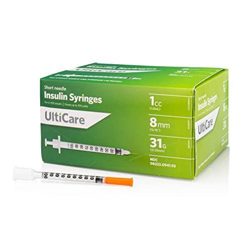 UltiCare UltiCare U-100 Insulin Syringes, Comfortable And Accurate Dosing Of Insulin, Compatible With Any U-100 Strength Insulin, Size: 1cc, 31G X 5/16'', 100 Ct Box Medicine Cabinets