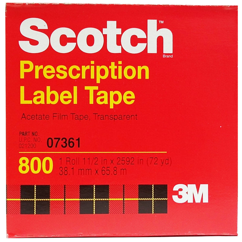 Scotch Scotch Prescription Label Tape 800 Clear, 1 1/2 In X 72 Yd Wig Glue & Tape