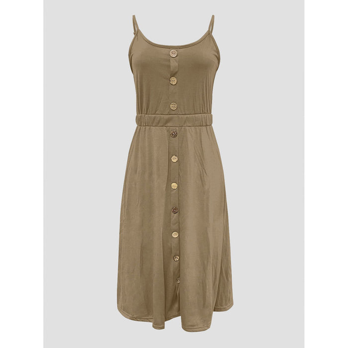 Decorative Button Spaghetti Strap Dress