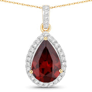 Bids.com 3.29 Carat Genuine Rhodolite and White Diamond 14K Yellow Gold Pendant Pendants