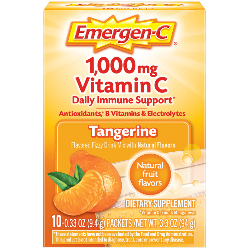 Emergen C Emergen C 10 Count, Tangerine Flavor) Dietary Supplement Fizzy Drink Mix With 1000 Mg Vitamin 0.33 Ounce Packets, Caffeine Free Health & Beauty