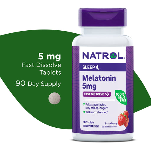 Natrol Natrol Vegetarian Melatonin 5 Mg Sleep Extra Strength Fast Dissolve Strawberry 90 Tablets Sleeping Aids