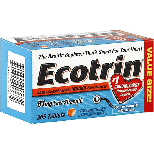 Ecotrin Ecotrin Safety Coated Enteric Aspirin, 81 Mg Low Strength Tablets Health Care