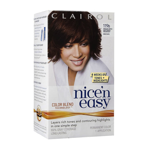 Nice N Easy Nice N Easy Clairol 'n 5RB/119B Natural Medium Reddish Brown, Permanent Hair Color, 1 Kit Hair Color Light Gray