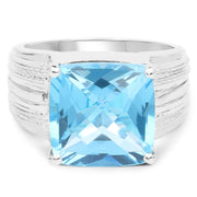 Bids.com 7.50 Carat Genuine Swiss Blue Topaz .925 Sterling Silver Ring Rings