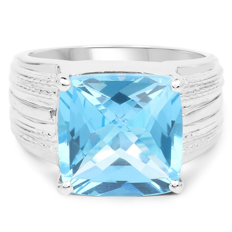 Bids.com 7.50 Carat Genuine Swiss Blue Topaz .925 Sterling Silver Ring Rings