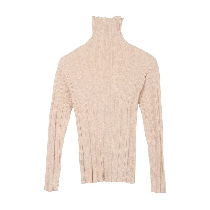 Wool blended mock neck sheer sweater