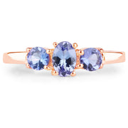 Bids.com 18K Rose Gold Plated 0.90 Carat Genuine Tanzanite .925 Sterling Silver Ring Rings