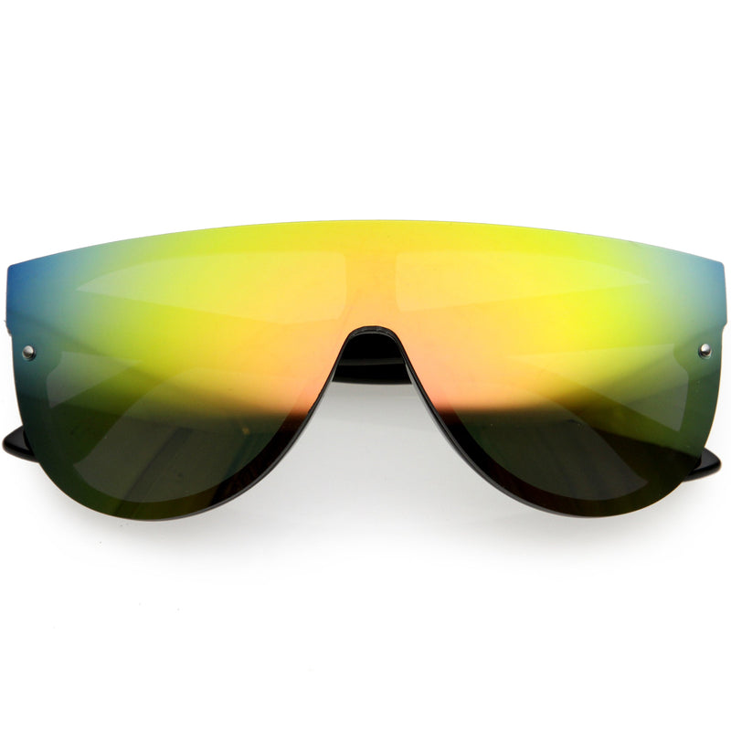 zeroUV Retro Modern Flat Top Mirror Lens Shield Aviator Sunglasses 9798 Sunglasses