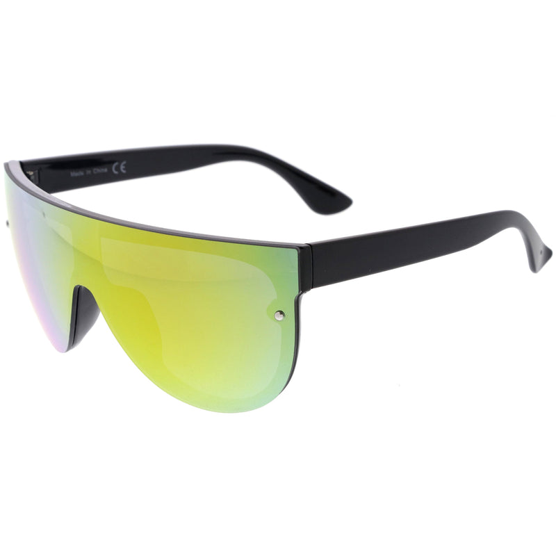 zeroUV Retro Modern Flat Top Mirror Lens Shield Aviator Sunglasses 9798 Sunglasses