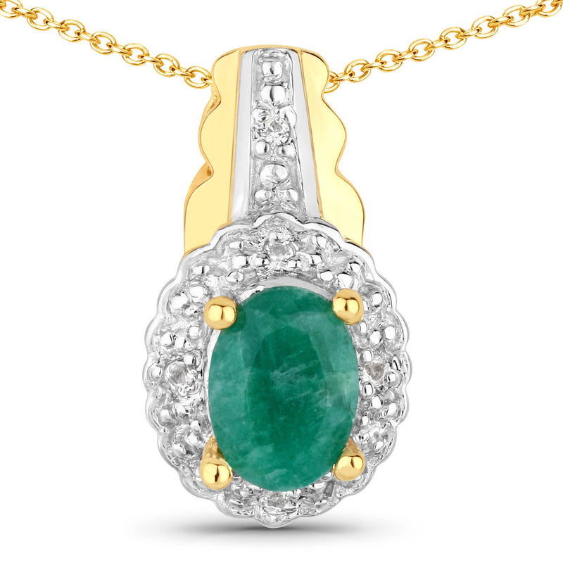 Bids.com 1.71 Carat Dyed Emerald and White Topaz .925 Sterling Silver Jewelry Set Jewelry Sets