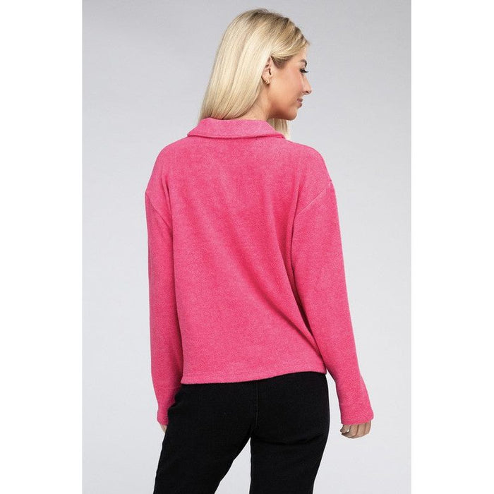 Brushed Melange Hacci Collared Sweater