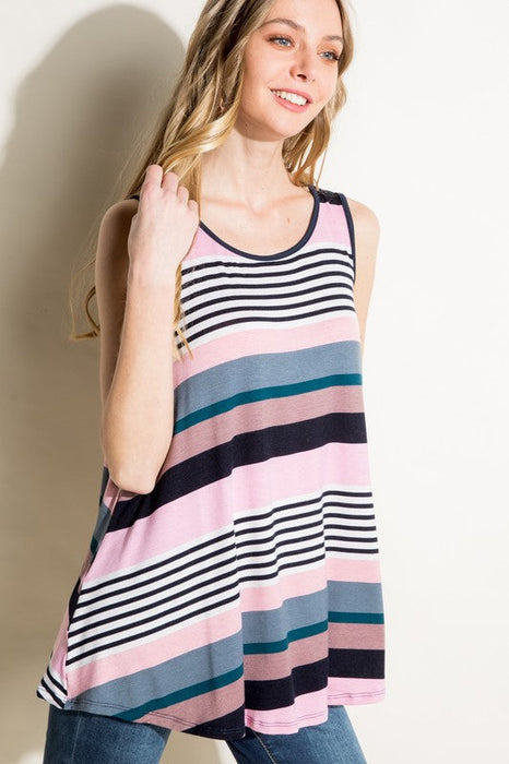 Multi Stripe Jersey Tank Top