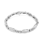 Bids.com 14K White Gold 2.0 Cttw Channel-Set Alternating Baguette and Princess-Cut Diamond Link Bracelet (H-I Color, SI2-I1 Clarity) - Size 7 Bracelets
